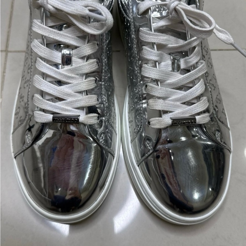 Jimmy Choo Metallic Silver Sneakers